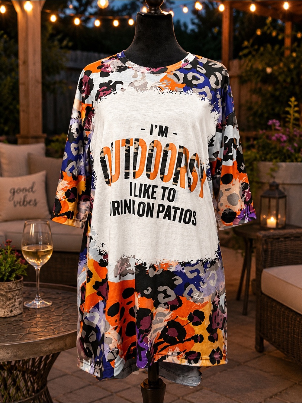 I’m Outdoorsy I Like To Drink On Patios Graphic Tunic Top 3XL Handmade Tee